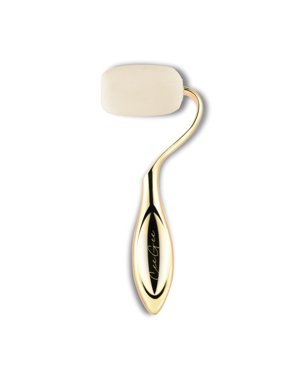 Gold rolli sponge with white roller head on a transparent background