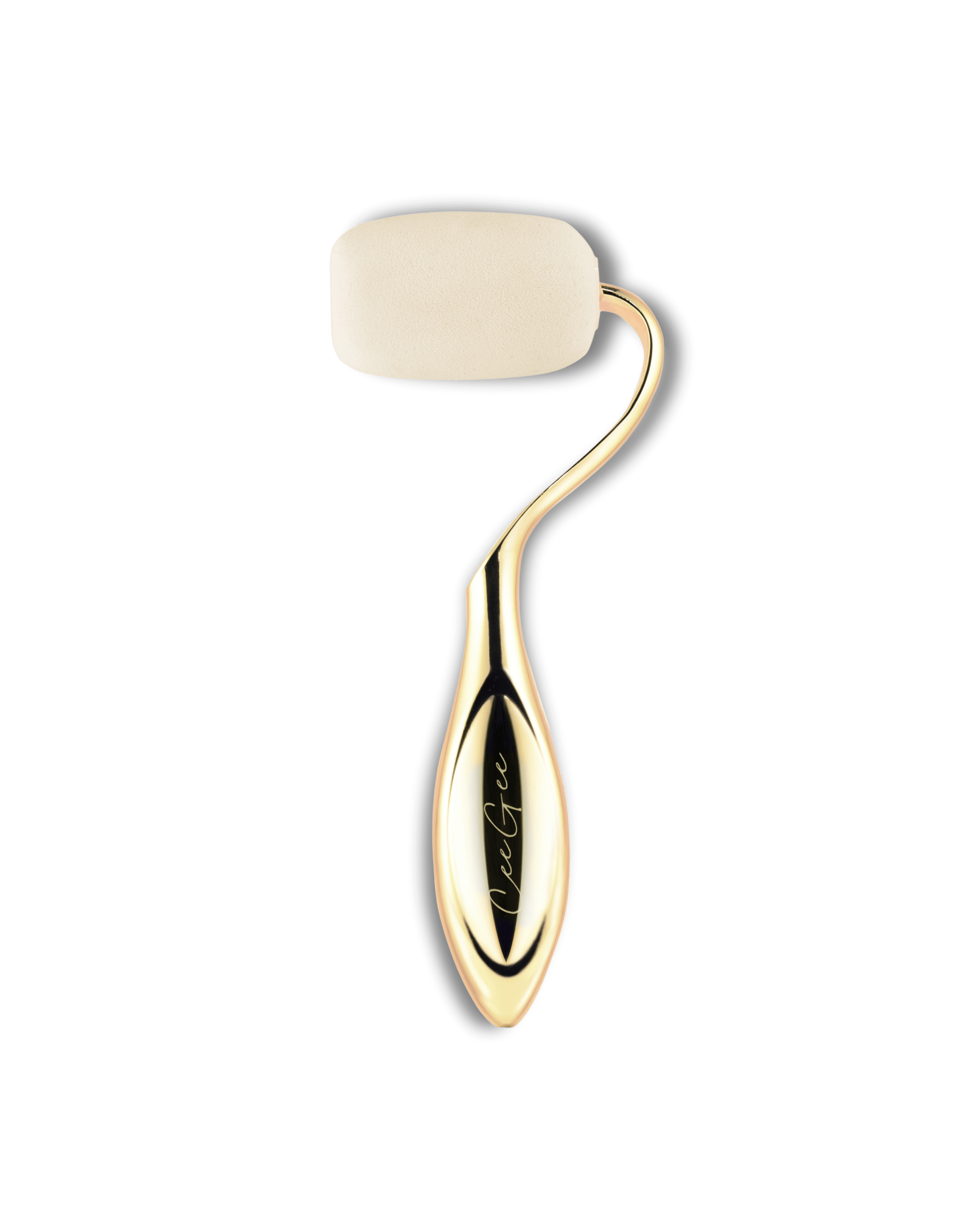 Gold rolli sponge with white roller head on a transparent background